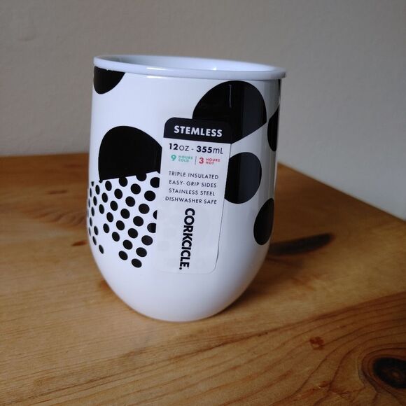 Corkcicle 2312MDE 12 oz Stemless Monodot White  - NWT - Picture 2 of 4
